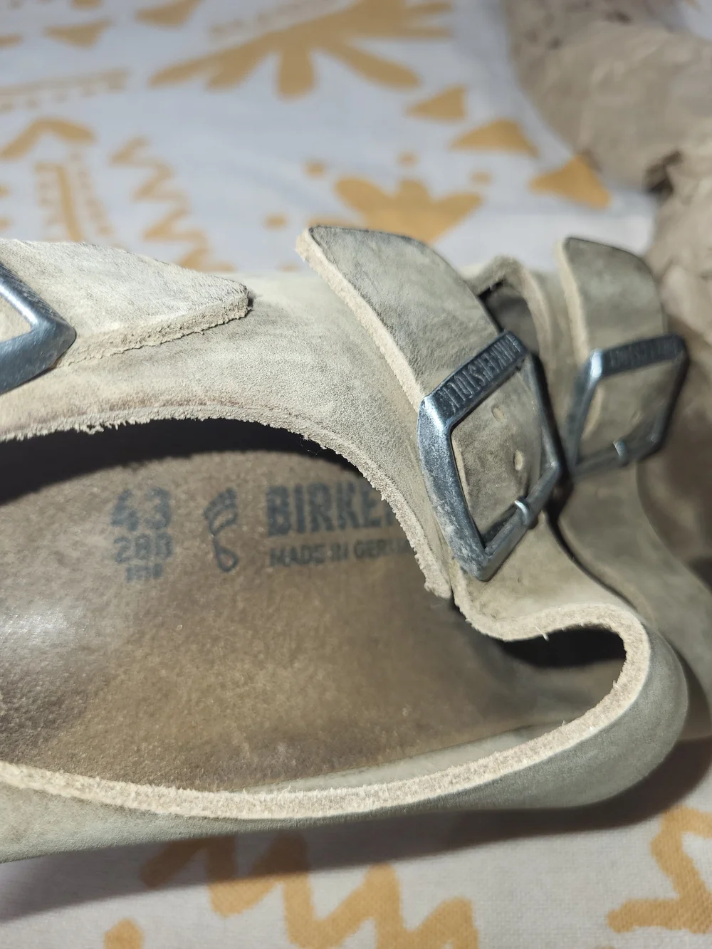 Birkenstock Men's Suede Buckle Sandals in Light Brown